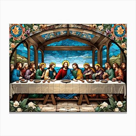 Jesus at the Last Supper Stained Glass #2 Canvas Print