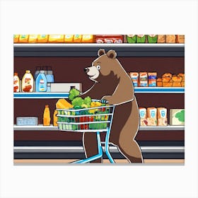 Bear In Grocery Store Canvas Print