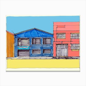 Blue And Pink Buildings Canvas Print