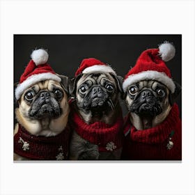 Christmas Pugs 3 Canvas Print