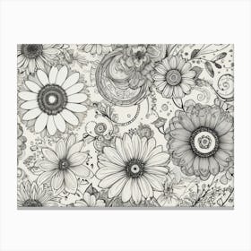 Black And White Flowers Canvas Print