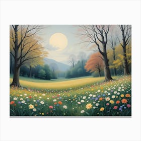 Moonlight In The Meadow 4 Canvas Print