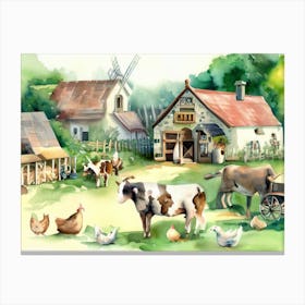 Village House AI Watercolor Painting 2 Canvas Print