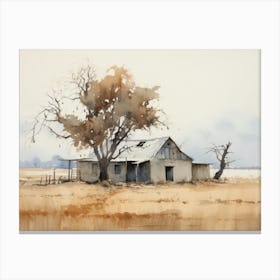 Autumn Cottage Landscape Painting Canvas Print