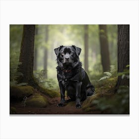 Black Labrador In The Forest Canvas Print