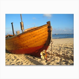 Old Wooden Boat On The Beach Canvas Print