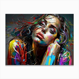 Daydreaming - Colorful Girl Painting Canvas Print