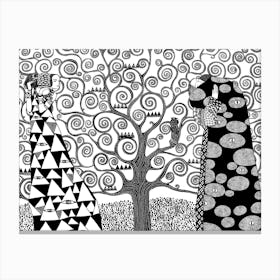 Tree Of Life in black and white (remake after Klimt) Canvas Print