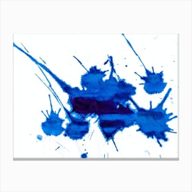 Blue Ink Splatters. Abstract blue painting. Canvas Print