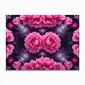 A Kaleidoscope Like Pattern Of Pink Peonies Arranged In A Symmetrical Formation Canvas Print