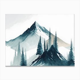 Mountain And Forest In Minimalist Watercolor Horizontal Composition 352 Canvas Print
