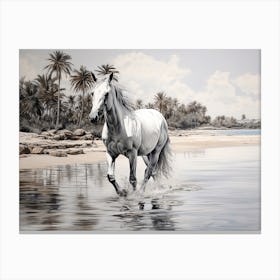 A Horse Oil Painting In Diani Beach, Kenya, Landscape 2 Canvas Print