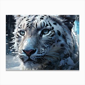 Snow Panther Abstract Beauty Winter Color Painting Canvas Print