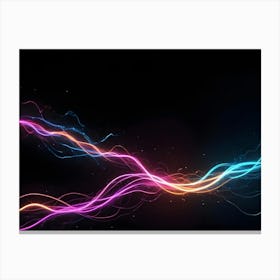 Abstract Background With Glowing Lines In Blue, Pink, And Orange Colors Canvas Print