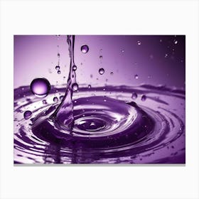 Close Up View Of A Splash Of Purple Liquid Forming A Crown Shaped Splash And Ripples Canvas Print