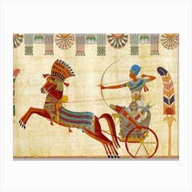 Egyptian Chariot Tutunkhamun Pharaoh Design Art Retro Vintage Canvas Print