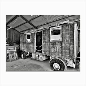 Old wagon gypsy black and white Canvas Print