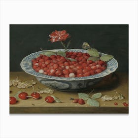 Bowl Of Raspberries Canvas Print