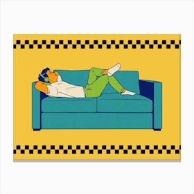 Man Relaxing On A Couch Canvas Print