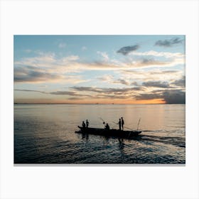 Sunset Fishermen In Manila, Philippines Canvas Print