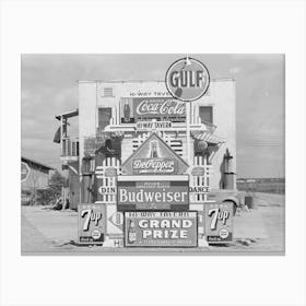 Signs In Front Of Highway Tavern, Crystal City, Texas By Russell Lee Canvas Print