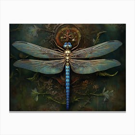 Dragonfly Blue Eyed Darner Aeshna Illustration Minimal 9 Canvas Print