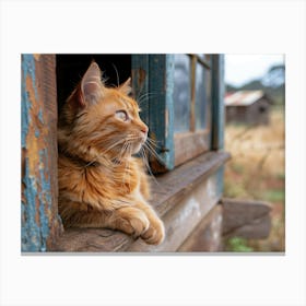 Cat Looking Out Of A Window Canvas Print
