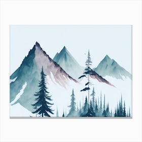 Mountain And Forest In Minimalist Watercolor Horizontal Composition 427 Canvas Print