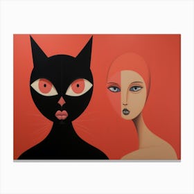 Cat And Woman Canvas Print