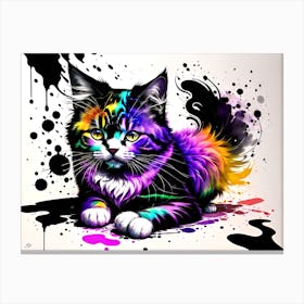 Colorful Cat Painting 7 Canvas Print