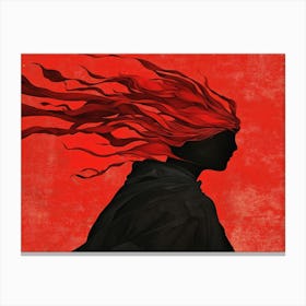 Woman With Fire in her Red Hair Canvas Print