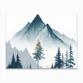 Mountain And Forest In Minimalist Watercolor Horizontal Composition 52 Canvas Print