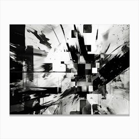 Distorted Reality Abstract Black And White 1 Canvas Print
