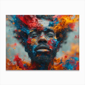 Psychedelic Portrait: Vibrant Expressions in Liquid Emulsion Color Splashed Man Canvas Print