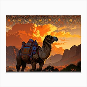 Camel At Sunset Canvas Print