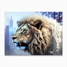 Lion In The City 7 Canvas Print