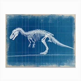 Troodon Skeleton Hand Drawn Blueprint 2 Canvas Print