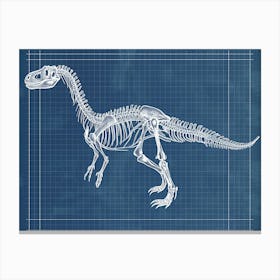 Plateosaurus Skeleton Hand Drawn Blueprint 3 Canvas Print