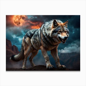 Wolf Howling At The Moon 4 Canvas Print