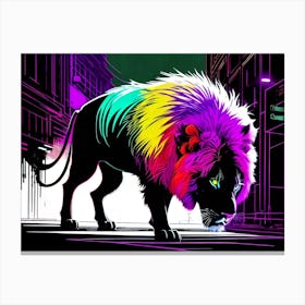 Neon Lion 6 Canvas Print