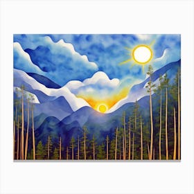 Sunset In The Mountains Canvas Print