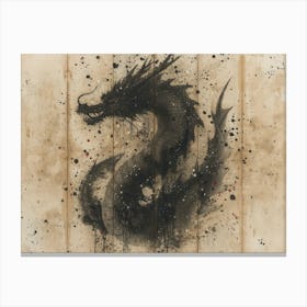 Calligraphic Wonders: Black Dragon Canvas Print