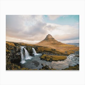 Icelandic Waterfall Landscape Canvas Print