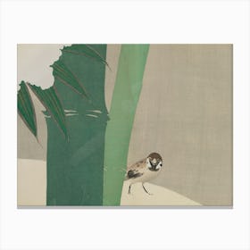 Japanese Ukiyo-E Bird In The Snow Canvas Print