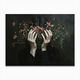 Woman With Flowers On Her Head 7 Canvas Print