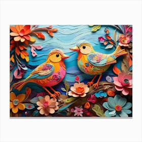 Default A Vividly Intricate Design Of Whimsical Birds And Deli 1 Canvas Print