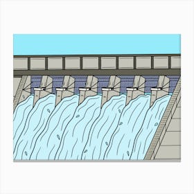 Dam Floodgate Stop Gates Water Supply Water Reservoir Canvas Print