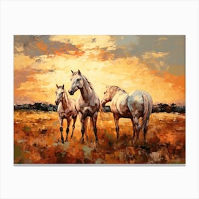 Horses Painting In Maasai Mara, Kenya, Landscape 4 Canvas Print