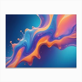 Abstract Image Of A Blue And Orange Liquid Splash Against A Blue Background Canvas Print