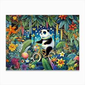 Panda’s Floral Adventure Canvas Print